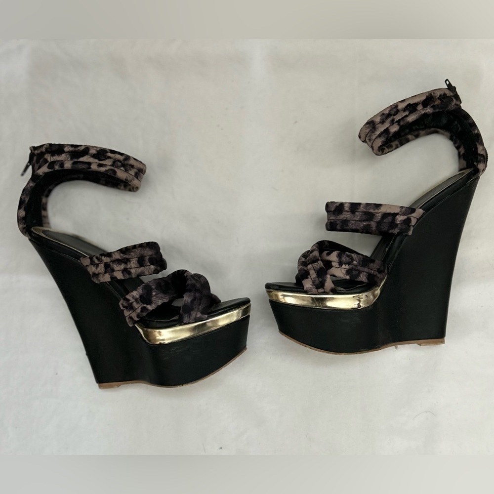 Black Leopard Wedges
